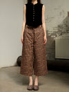 INTO THE EAST Dark Brown Paisley Pattern Quilted Capri Pants ITE-E1DGSC020NCC21PT-HUA Pattern